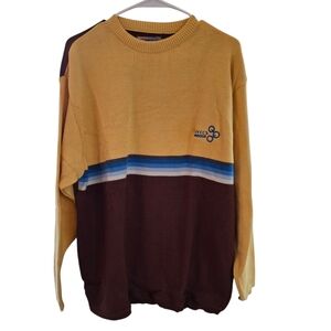NEW - MECCA Yellow and Brown Sweater with Blue Stripe